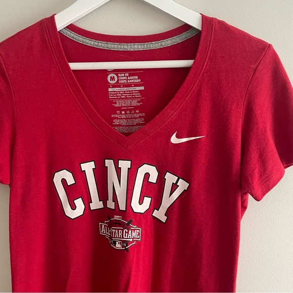 5/$25 NIKE Cincinnati Reds 2015 All Star Game V-Neck T-Shirt - Women’s Medium - Picture 2 of 5